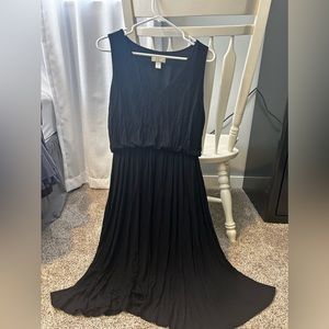 Loft Black V neck Midi dress